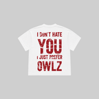NO HATE JUST OWLZ BOXY TEE